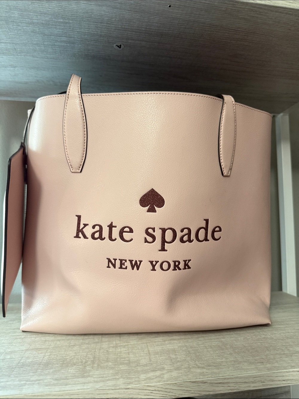 Kate Spade Large Reversible Leather Tote Pale Pink Pouch Burgundy K4742 EUC - Picture 6 of 6